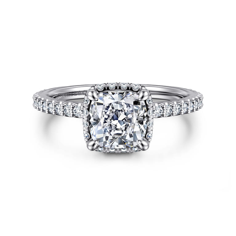 Senne - 14K White Gold Cushion Cut Diamond Engagement Ring - 0.4 ct - Shot 1