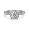 Caly - 14K White Gold Cushion Halo Diamond Engagement Ring - 0.5 ct