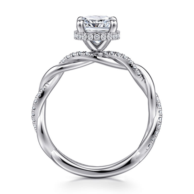 Ama - 14K White Gold Cushion Halo Diamond Engagement Ring - 0.25 ct - Shot 2