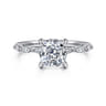 Adeena - 14K White Gold Cushion Hidden Halo Diamond Engagement Ring - 0.3 ct