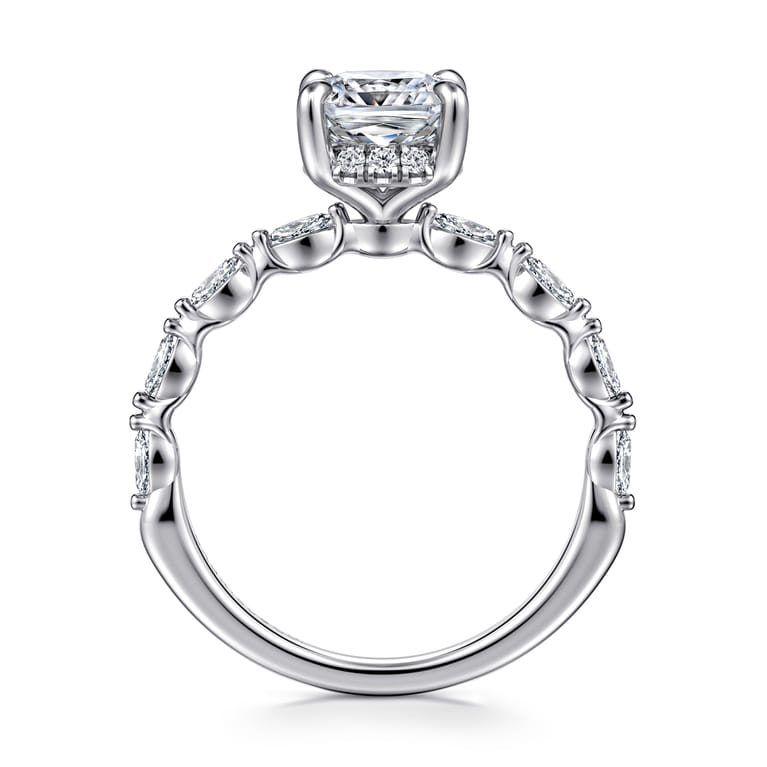 Adeena - 14K White Gold Cushion Hidden Halo Diamond Engagement Ring - 0.3 ct - Shot 2