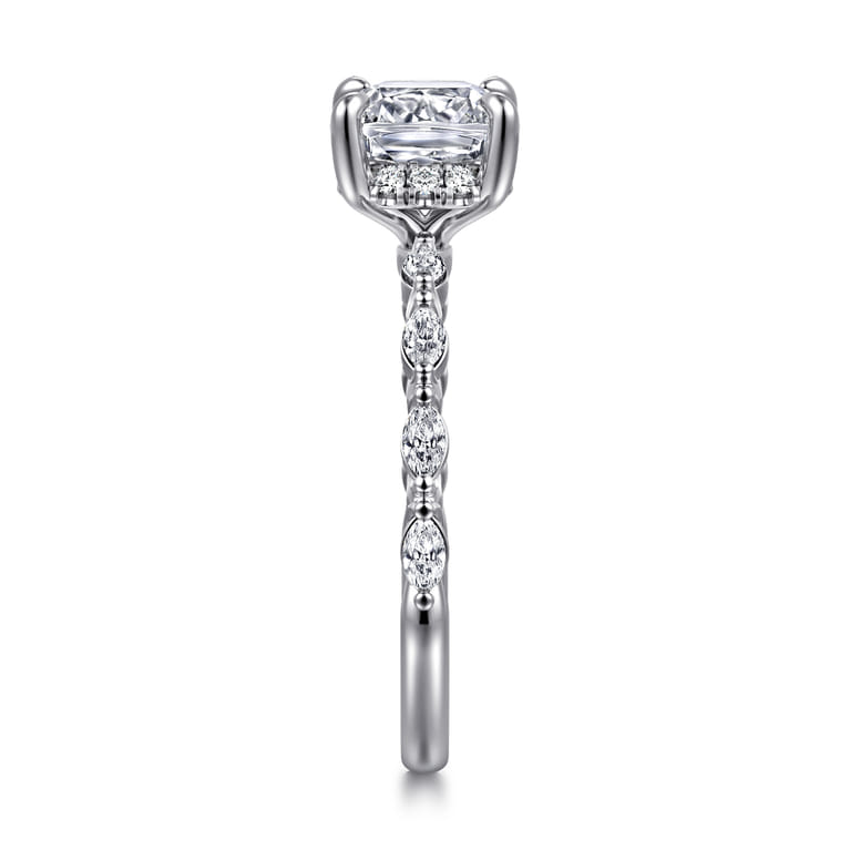 Adeena - 14K White Gold Cushion Hidden Halo Diamond Engagement Ring - 0.3 ct - Shot 4