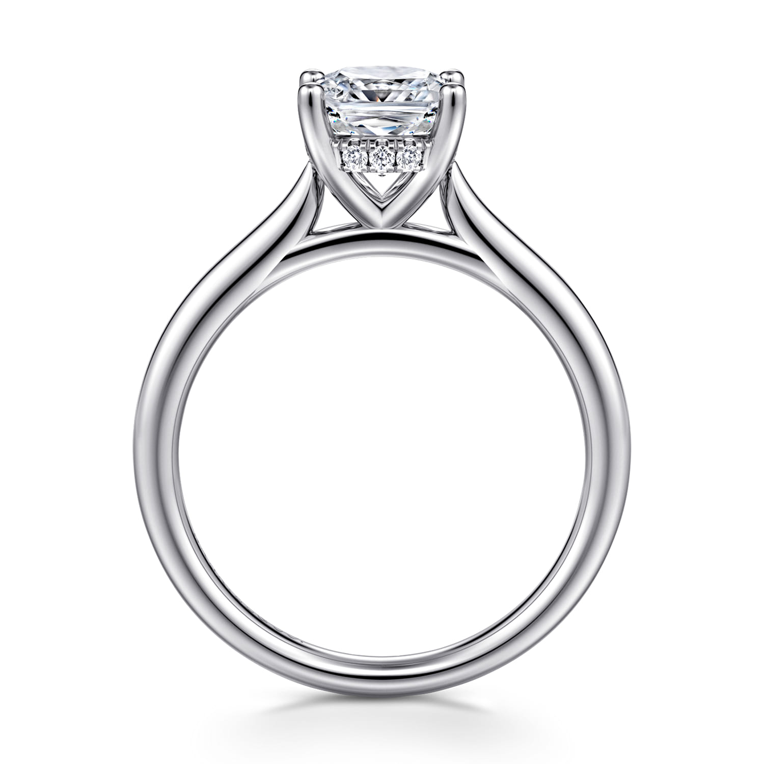 Azucena - 14K White Gold Cushion Cut Solitaire Diamond Engagement Ring - 0.05 ct - Shot 2