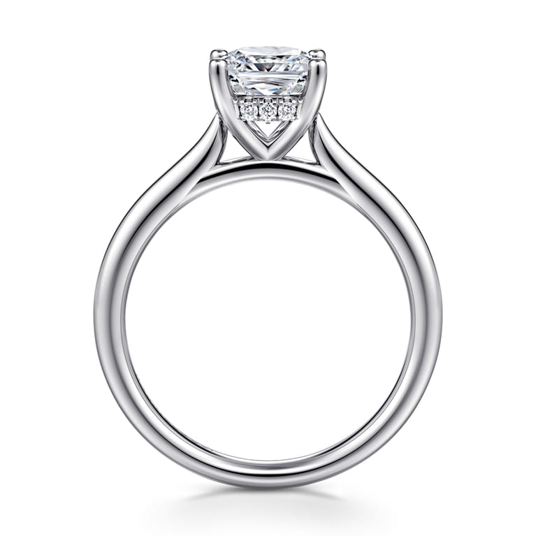 Azucena - 14K White Gold Cushion Cut Solitaire Diamond Engagement Ring - 0.05 ct - Shot 2
