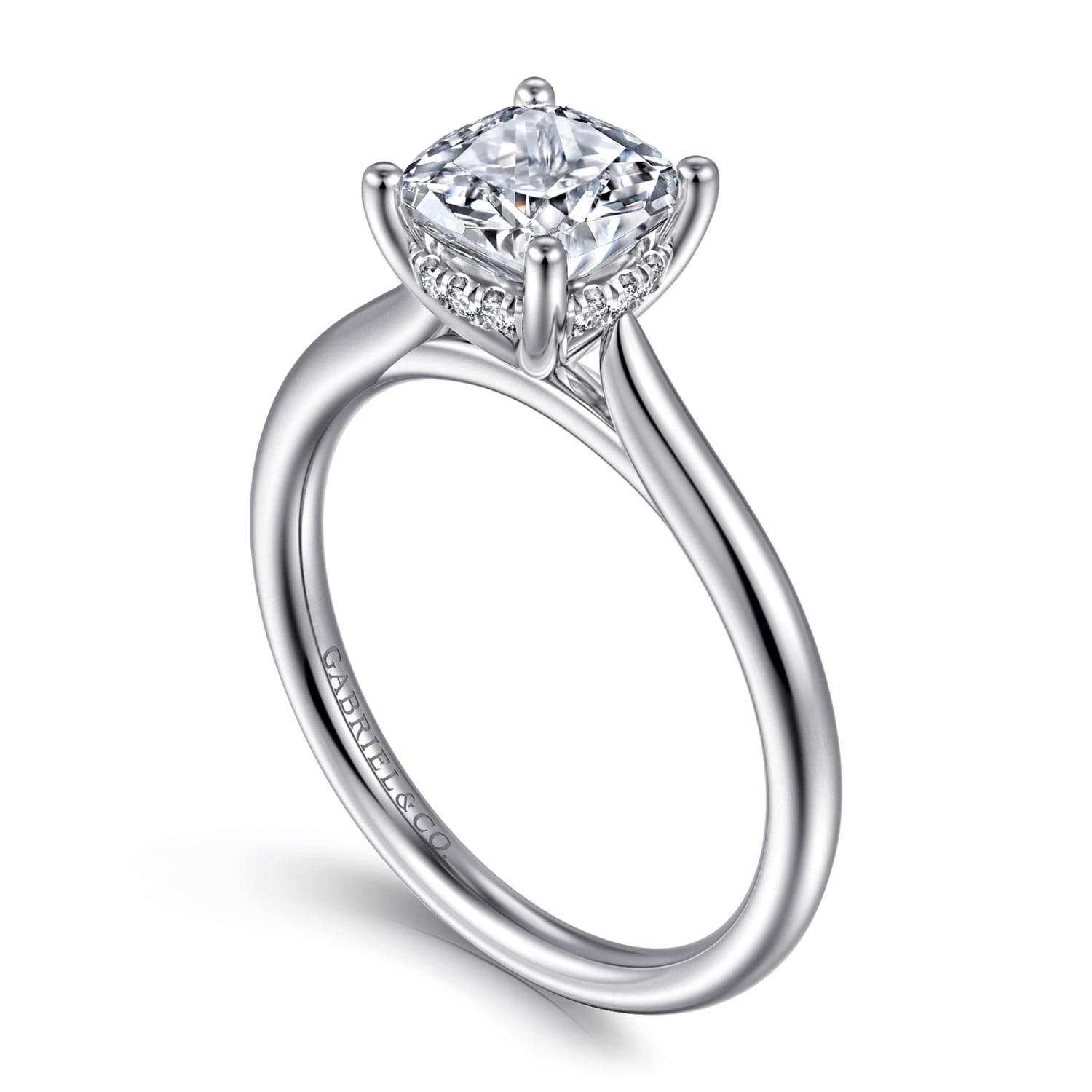 Azucena - 14K White Gold Cushion Cut Solitaire Diamond Engagement Ring - 0.05 ct - Shot 3