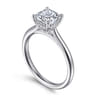 Azucena - 14K White Gold Cushion Cut Solitaire Diamond Engagement Ring - 0.05 ct