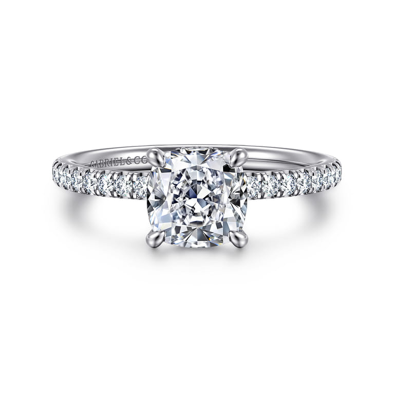 Allison - 14K White Gold Cushion Hidden Halo Diamond Engagement Ring - 0.25 ct - Shot 1