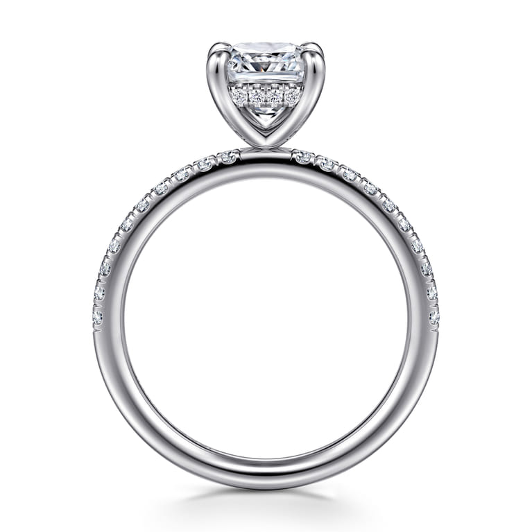 Allison - 14K White Gold Cushion Hidden Halo Diamond Engagement Ring - 0.25 ct - Shot 2