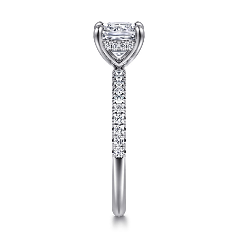 Allison - 14K White Gold Cushion Hidden Halo Diamond Engagement Ring - 0.25 ct - Shot 4