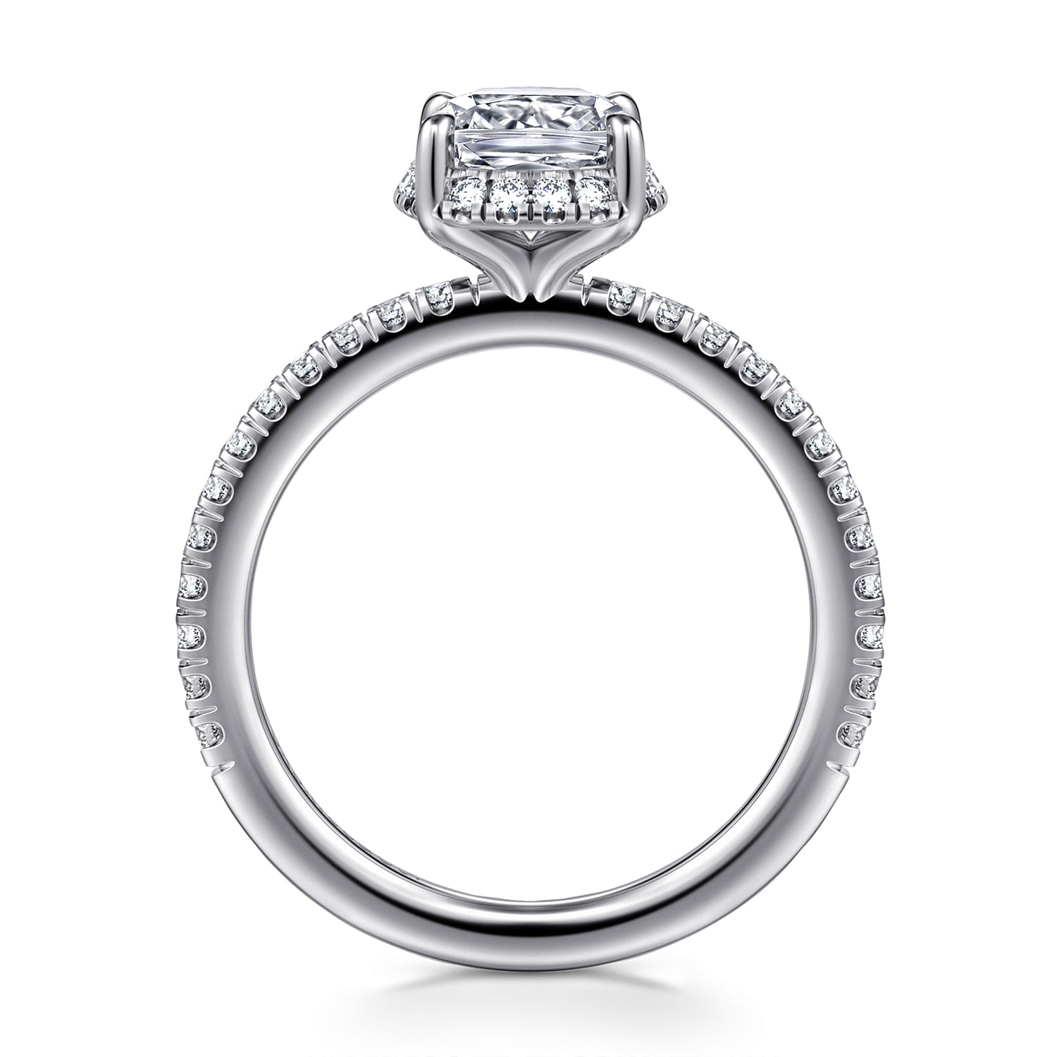 Hart - 14K White Gold Elongated Cushion Hidden Halo Diamond Engagement Ring - 0.4 ct - Shot 2