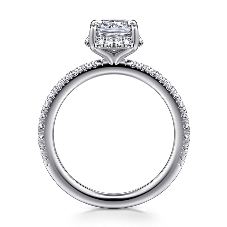 Hart - 14K White Gold Elongated Cushion Hidden Halo Diamond Engagement Ring - 0.4 ct - Shot 2