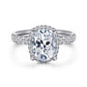 Talisa - 14K White Gold Elongated Cushion Hidden Halo Diamond Engagement Ring - 0.45 ct