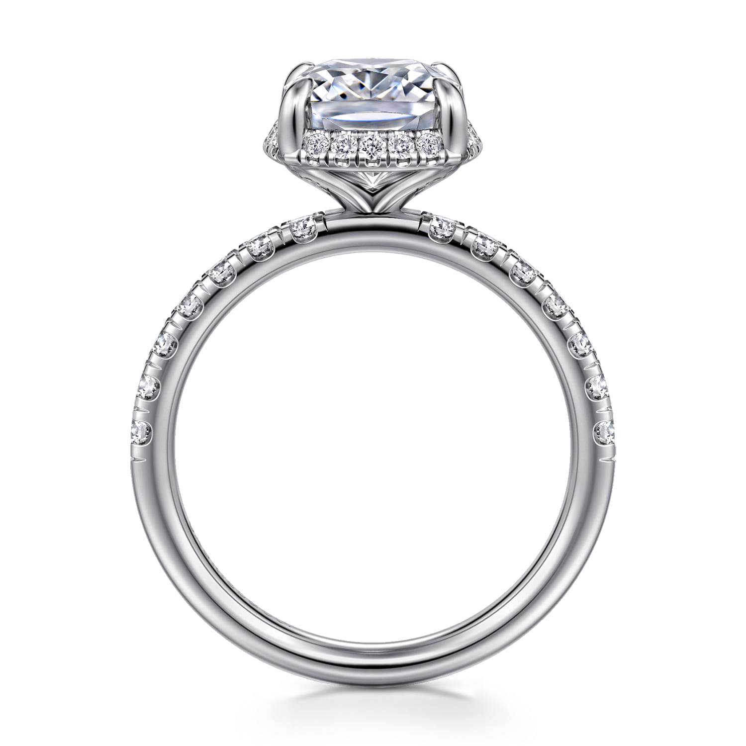 Talisa - 14K White Gold Elongated Cushion Hidden Halo Diamond Engagement Ring - 0.45 ct - Shot 2