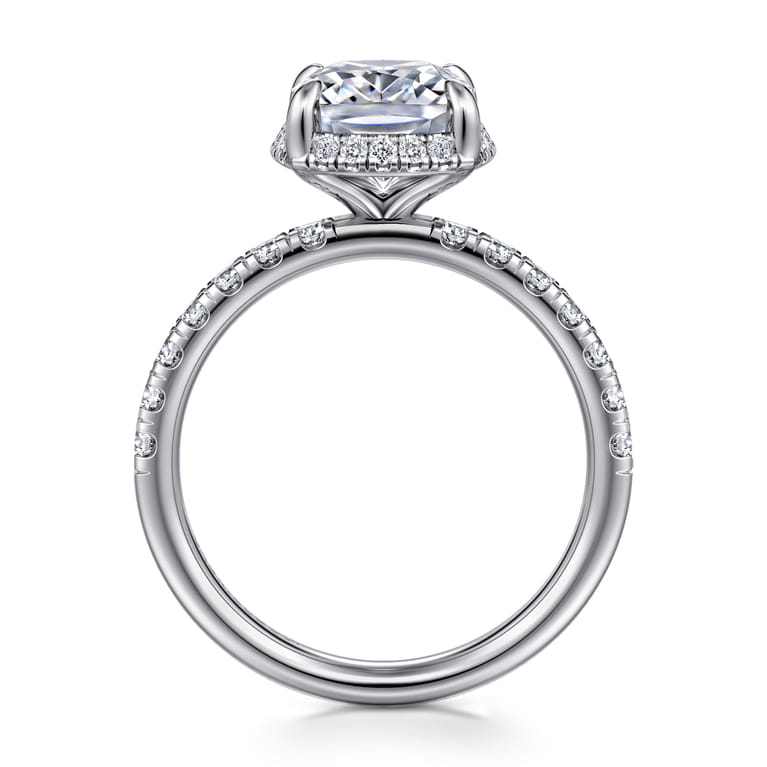 Talisa - 14K White Gold Elongated Cushion Hidden Halo Diamond Engagement Ring - 0.45 ct - Shot 2
