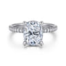 Allison - 14K White Gold Elongated Cushion Hidden Halo Diamond and Engagement Ring - 0.3 ct