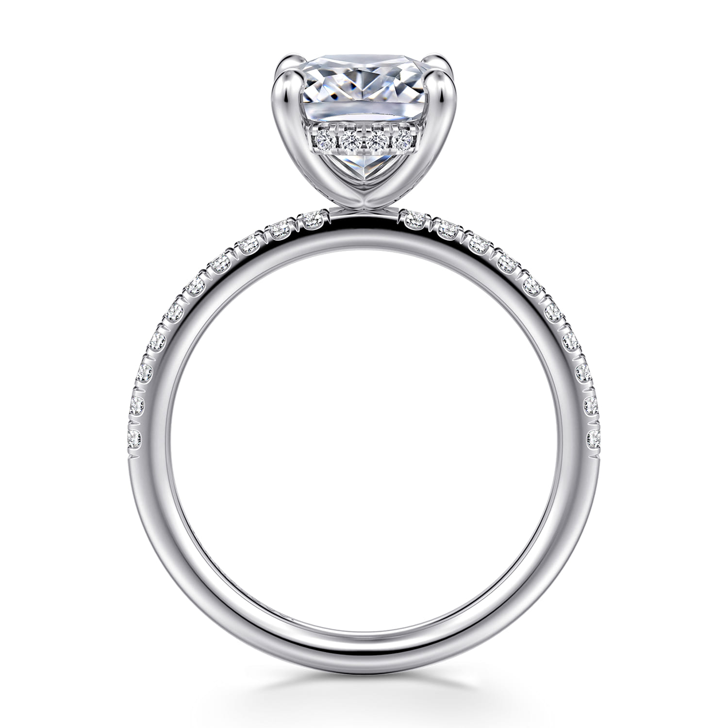 Allison - 14K White Gold Elongated Cushion Hidden Halo Diamond and Engagement Ring - 0.3 ct - Shot 2