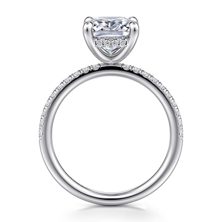 Allison - 14K White Gold Elongated Cushion Hidden Halo Diamond and Engagement Ring - 0.3 ct - Shot 2