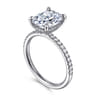 Allison - 14K White Gold Elongated Cushion Hidden Halo Diamond and Engagement Ring - 0.3 ct