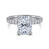 Adela - 14K White Gold Elongated Cushion Hidden Halo Diamond Engagement Ring - 0.4 ct