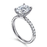 Adela - 14K White Gold Elongated Cushion Hidden Halo Diamond Engagement Ring - 0.4 ct