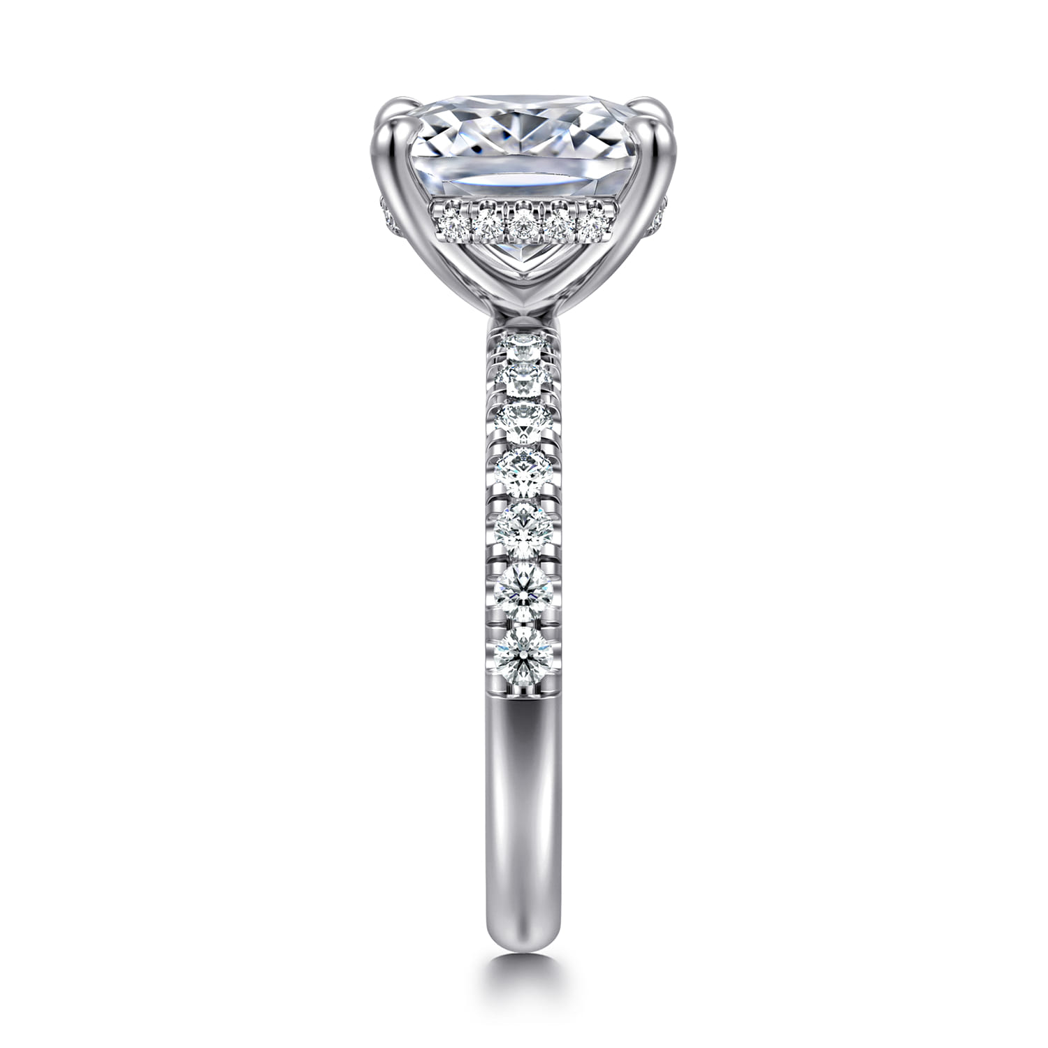 Adela - 14K White Gold Elongated Cushion Hidden Halo Diamond Engagement Ring - 0.4 ct - Shot 4