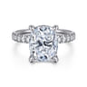 14K White Gold Elongated Cushion Hidden Halo Diamond Engagement Ring - 0.44 ct