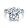 Adela - 14K White Gold Elongated Cushion Hidden Halo Diamond Engagement Ring - 0.4 ct
