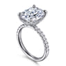 Adela - 14K White Gold Elongated Cushion Hidden Halo Diamond Engagement Ring - 0.4 ct