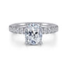 Adela - 14K White Gold Elongated Cushion Hidden Halo Diamond Engagement Ring - 0.4 ct