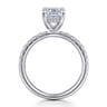 Adela - 14K White Gold Elongated Cushion Hidden Halo Diamond Engagement Ring - 0.4 ct
