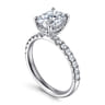Adela - 14K White Gold Elongated Cushion Hidden Halo Diamond Engagement Ring - 0.4 ct