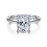 Peace - 14K White Gold Elongated Cushion Hidden Halo Diamond Engagement Ring - 0.08 ct