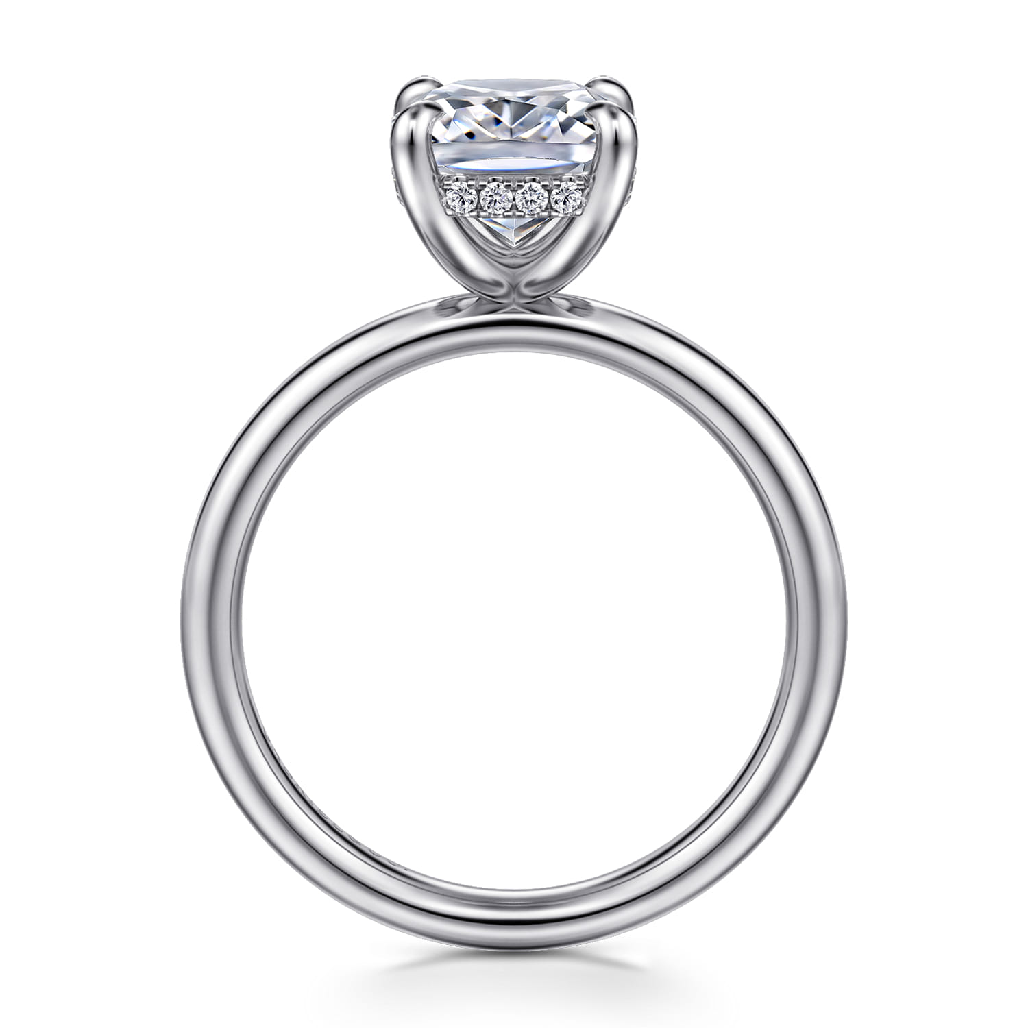 Peace - 14K White Gold Elongated Cushion Hidden Halo Diamond Engagement Ring - 0.08 ct - Shot 2