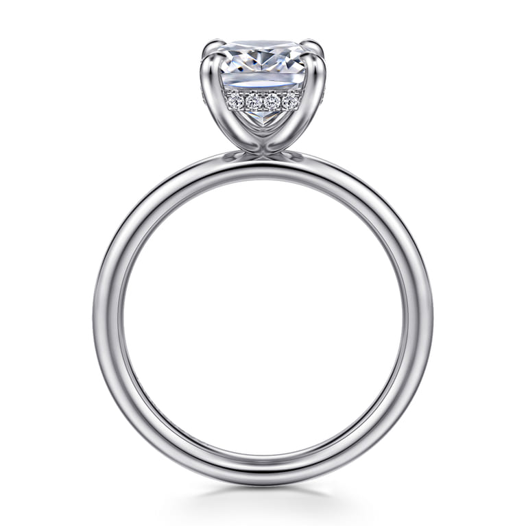 Peace - 14K White Gold Elongated Cushion Hidden Halo Diamond Engagement Ring - 0.08 ct - Shot 2