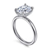 Peace - 14K White Gold Elongated Cushion Hidden Halo Diamond Engagement Ring - 0.08 ct