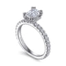 Alina - 14K White Gold Hidden Halo Emerald Cut Diamond Engagement Ring - 0.51 ct