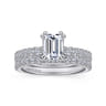 Alina - 14K White Gold Hidden Halo Emerald Cut Diamond Engagement Ring - 0.51 ct