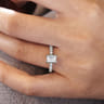Alina - 14K White Gold Hidden Halo Emerald Cut Diamond Engagement Ring - 0.51 ct