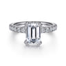 Alina - 14K White Gold Hidden Halo Emerald Cut Diamond Engagement Ring - 0.68 ct