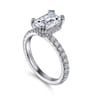 Alina - 14K White Gold Hidden Halo Emerald Cut Diamond Engagement Ring - 0.68 ct