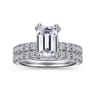 Alina - 14K White Gold Hidden Halo Emerald Cut Diamond Engagement Ring - 0.68 ct