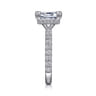 Alina - 14K White Gold Hidden Halo Emerald Cut Diamond Engagement Ring - 0.68 ct