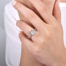 Alina - 14K White Gold Hidden Halo Emerald Cut Diamond Engagement Ring - 0.68 ct