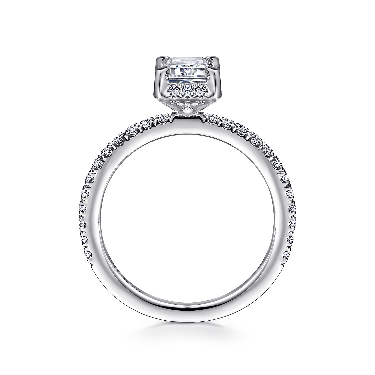 Hart - 14K White Gold Hidden Halo Emerald Cut Diamond Engagement Ring - 0.27 ct - Shot 2
