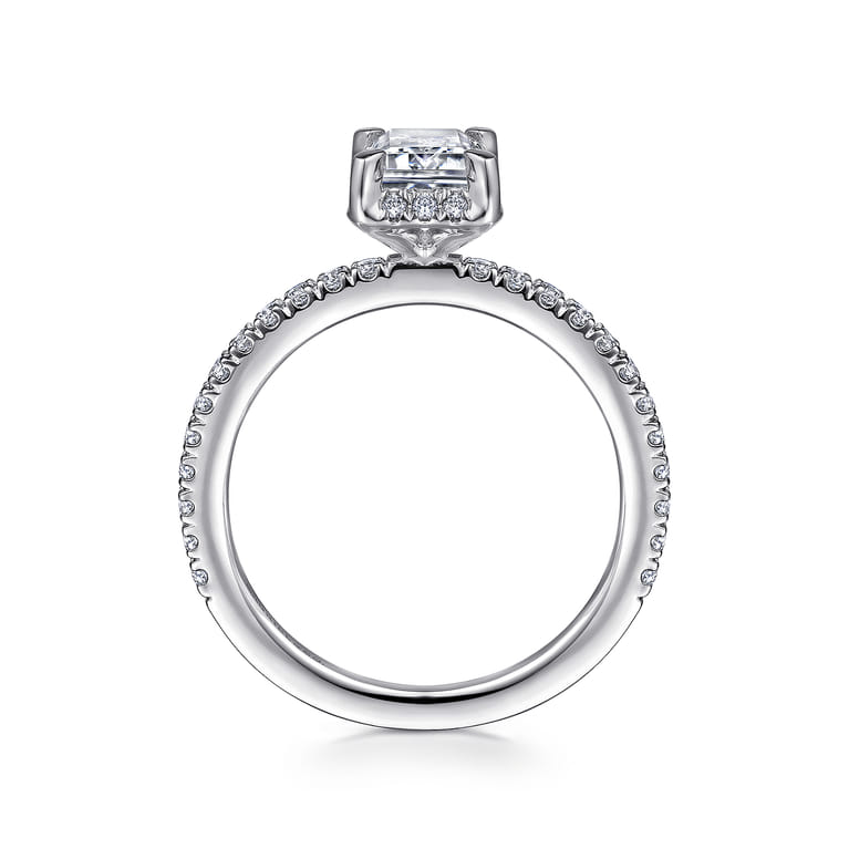 Hart - 14K White Gold Hidden Halo Emerald Cut Diamond Engagement Ring - 0.27 ct - Shot 2