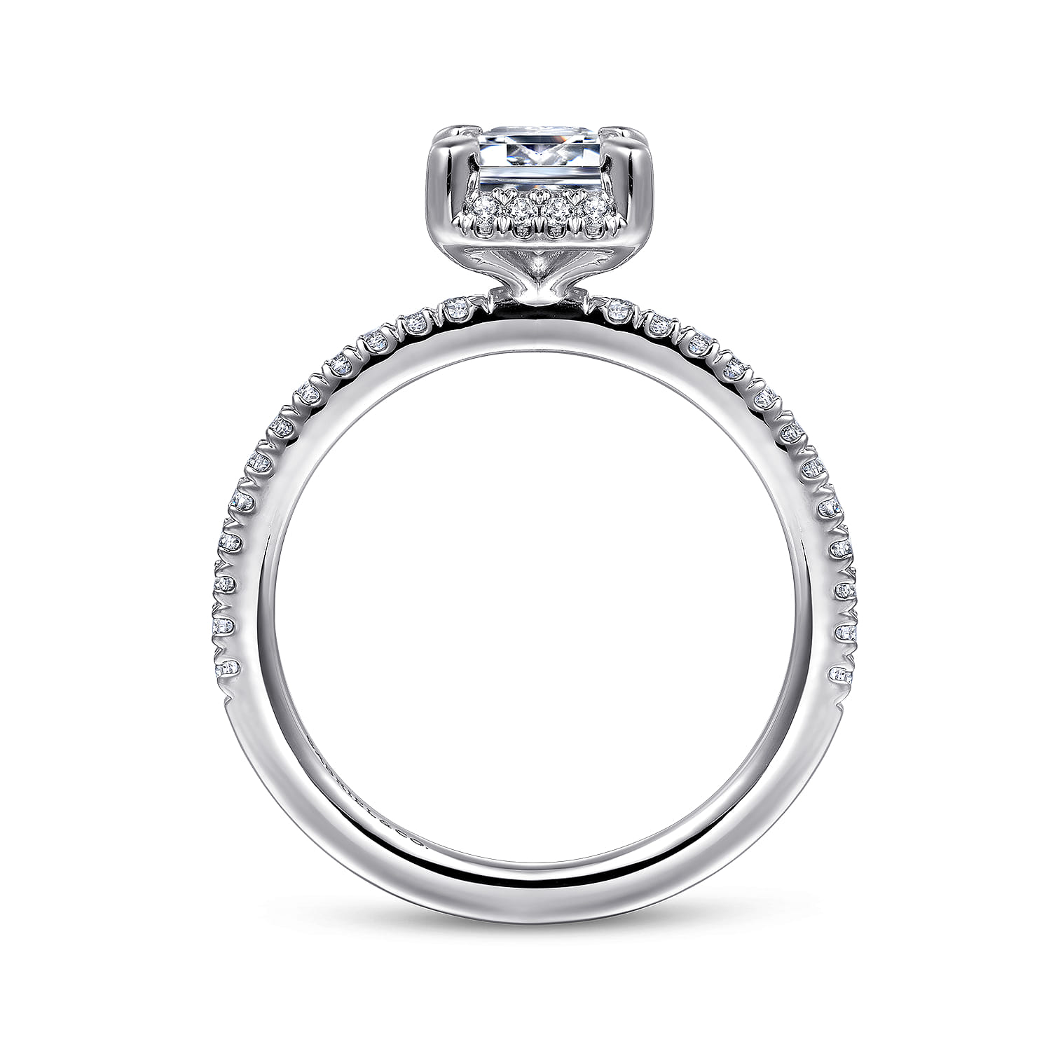 Hart - 14K White Gold Hidden Halo Emerald Cut Diamond Engagement Ring - 0.3 ct - Shot 2