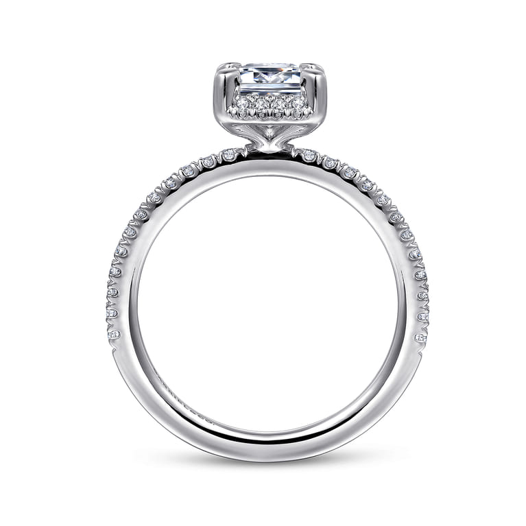 Hart - 14K White Gold Hidden Halo Emerald Cut Diamond Engagement Ring - 0.3 ct - Shot 2
