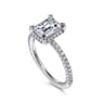 Hart - 14K White Gold Hidden Halo Emerald Cut Diamond Engagement Ring - 0.3 ct