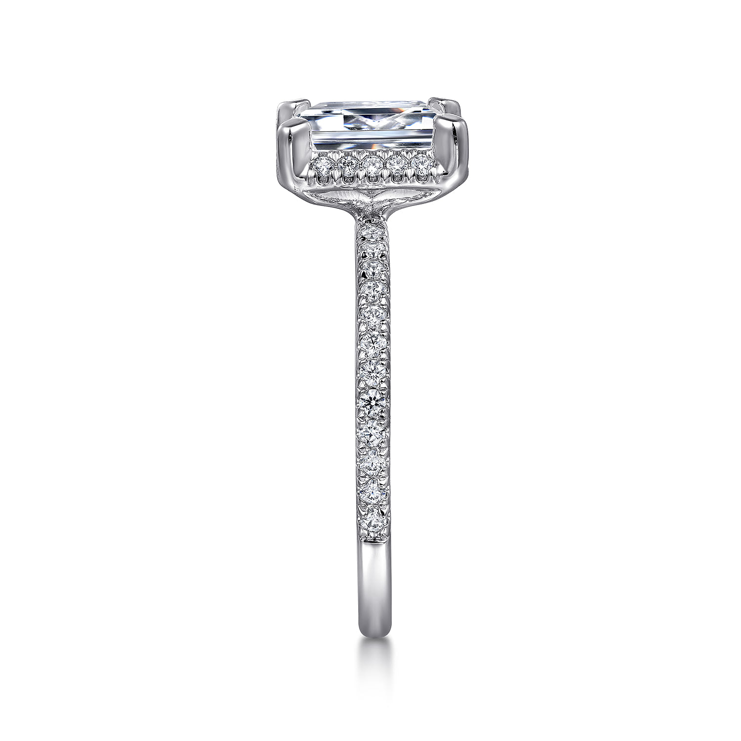 Hart - 14K White Gold Hidden Halo Emerald Cut Diamond Engagement Ring - 0.3 ct - Shot 4