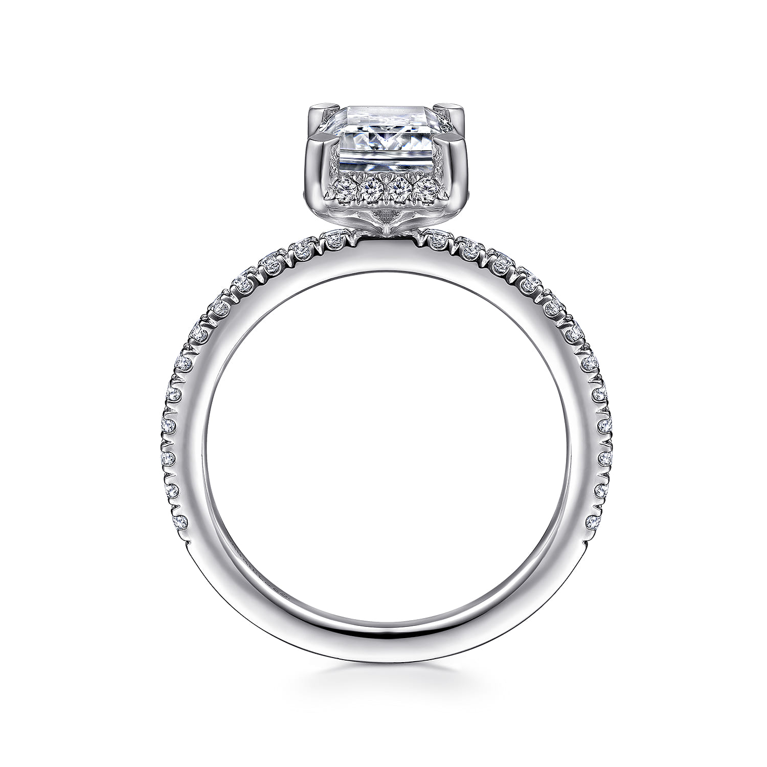 Hart - 14K White Gold Hidden Halo Emerald Cut Diamond Engagement Ring - 0.35 ct - Shot 2